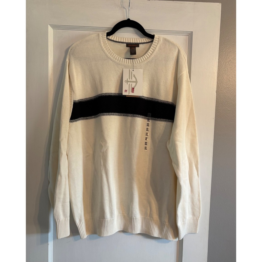 NWT Men's Dockers Ivory Crewneck Sweater Size XXL